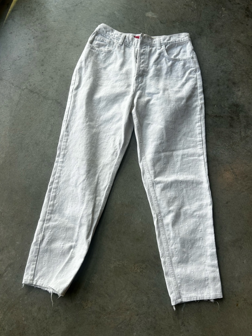 VINTAGE GAP White Straight leg Jeans with Embroidery